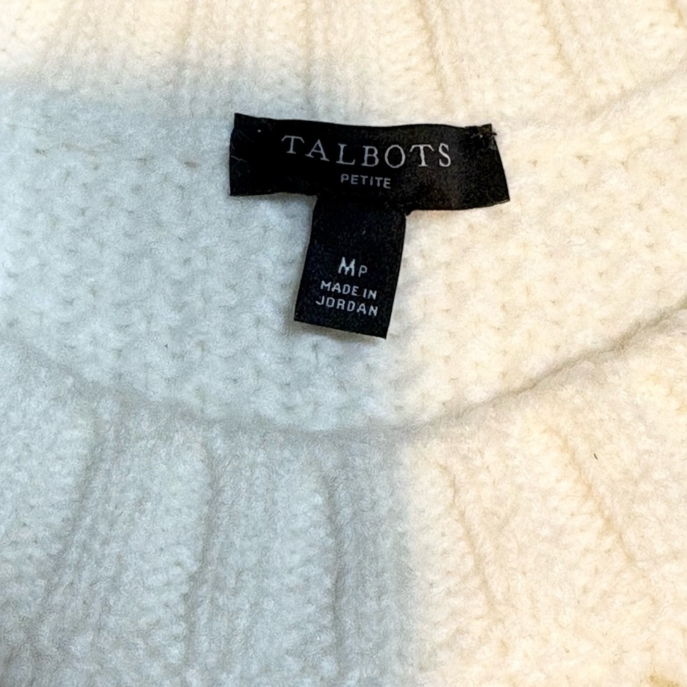 Talbots long Sleeve Cable Knit Sweater ivory/cream soft wool blend medium - Picture 6 of 8